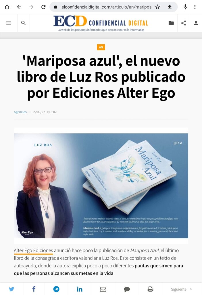 Luz Ros, escriora, en prensa. www.luzros.es